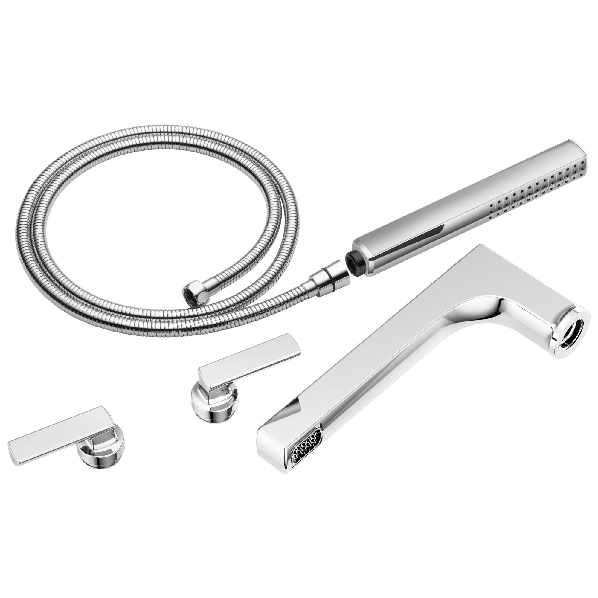 Brizo® T70306-PC Kintsu™ Tub Filler, 1.75 gpm at 80 psi Flow Rate, 8 in Center, Polished Chrome, 2 Handles, Import