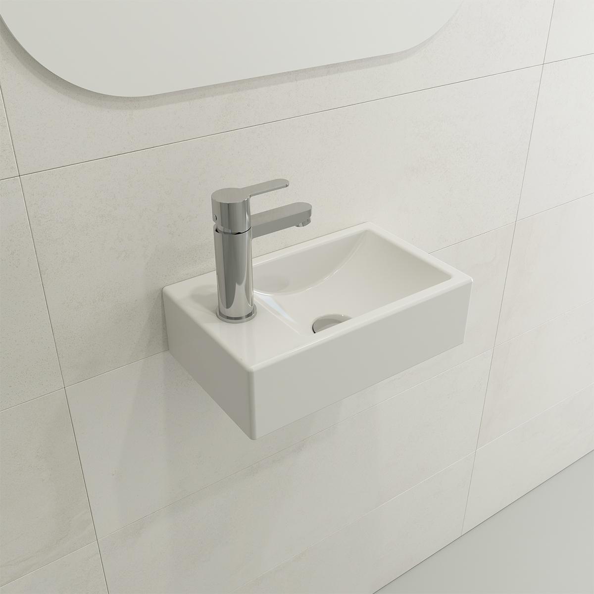 BOCCHI 1418-001-0126 Milano Modern Bathroom Sink, Rectangle Shape, 4.5 in H x 9 in W x 14,75 in L, Fireclay, White, Import