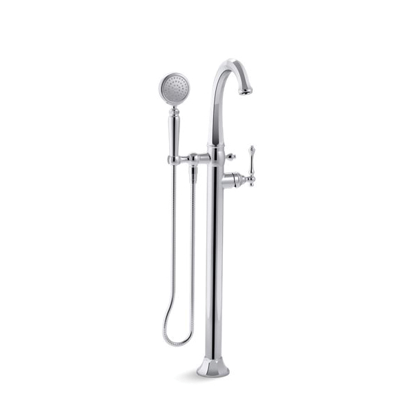 Kohler® T97332-4-CP Kelston® Floor Mount Bath Filler Trim, 6 gpm Flow Rate, Polished Chrome, 1 Handles