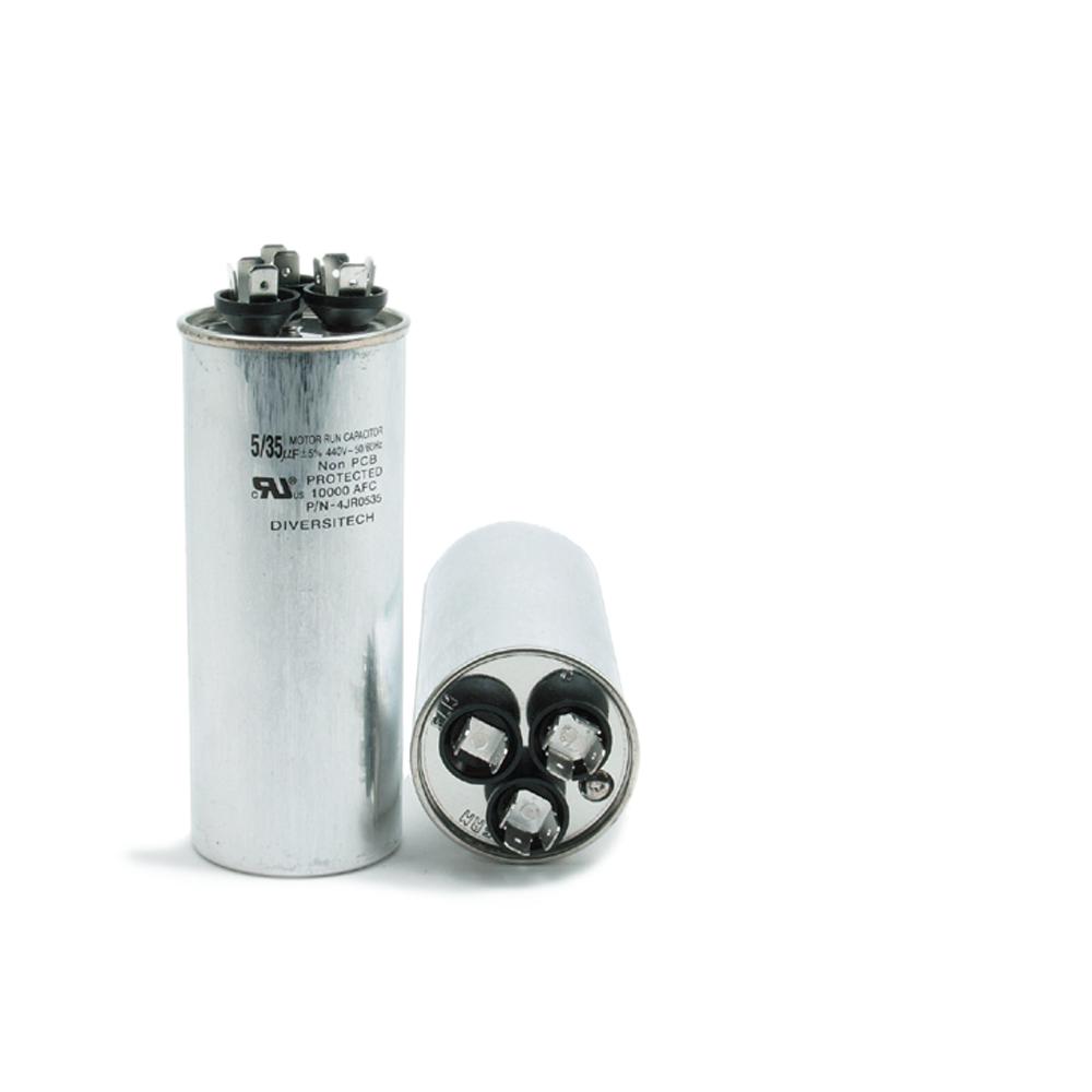Diversitech 4JR0525 Dual Motor Run Capacitor, 25/5 uF, 400 VAC, Round