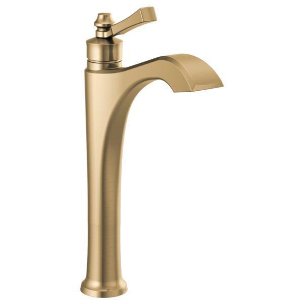 DELTA® 756-CZ-DST Dorval™ Vessel Bathroom Faucet, Commercial/Residential, 5-1/2 in Spout, 9-3/16 in H Spout, Champagne Bronze, 1 Handles, Import