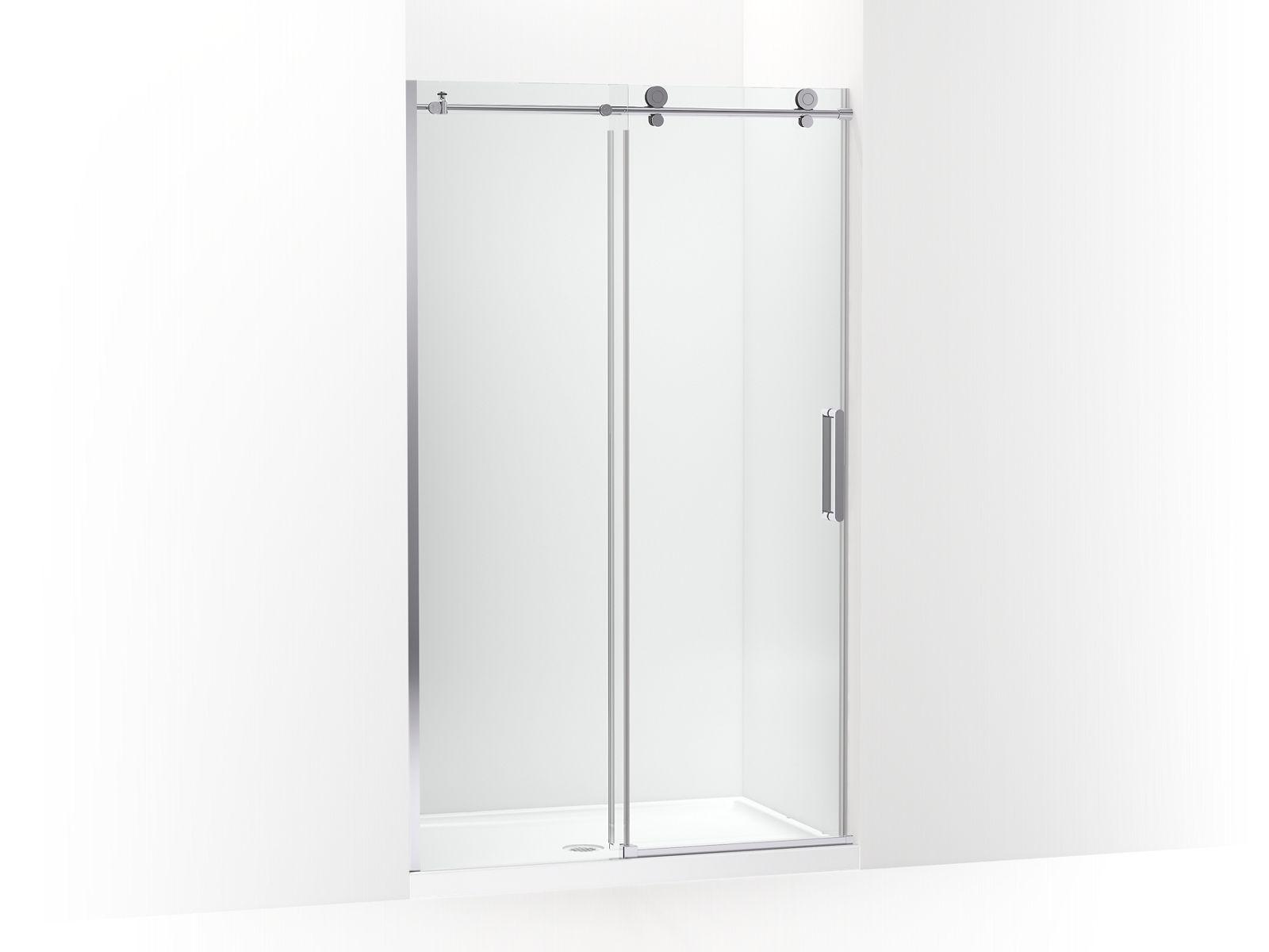 Kohler® 701695-L-SHP 701695-L Composed® Sliding Shower Door, Frameless Frame, Crystal Clear Tempered Glass, Bright Polished Silver, 44-1/8 to 47-7/8 in W Opening
