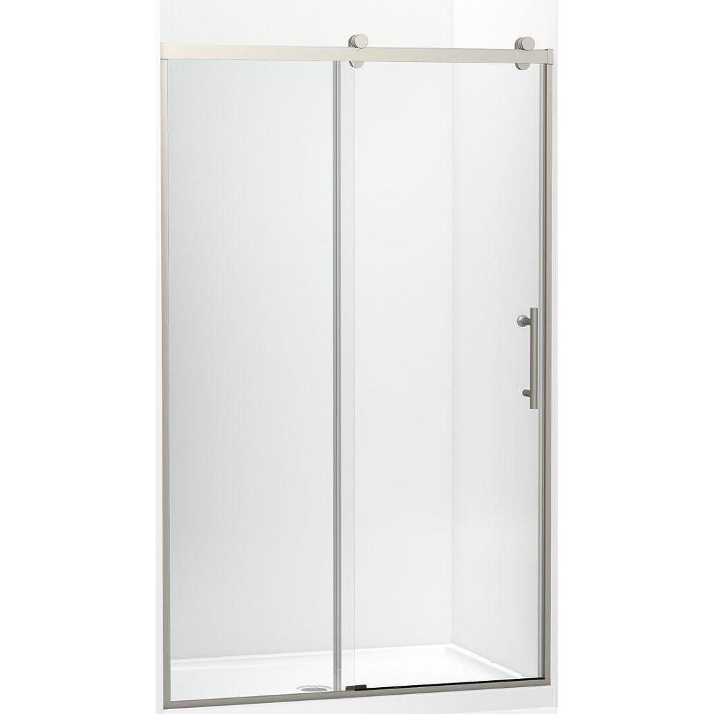 Kohler® 702254-10L-BNK 702254-10L Rely® Door, Frameless Frame, Crystal Clear Tempered Glass, Anodized Brushed Nickel, 3/8 in THK Glass, 73-7/8 in H Opening, 44-5/8 to 47-5/8 in W Opening