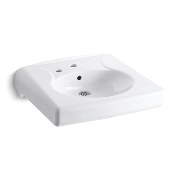 Kohler® 1997-1L-0 Brenham™ Bathroom Sink With Overflow Drain, Oval Shape, 21-15/16 in W x 19-3/4 in D, Vitreous China, White