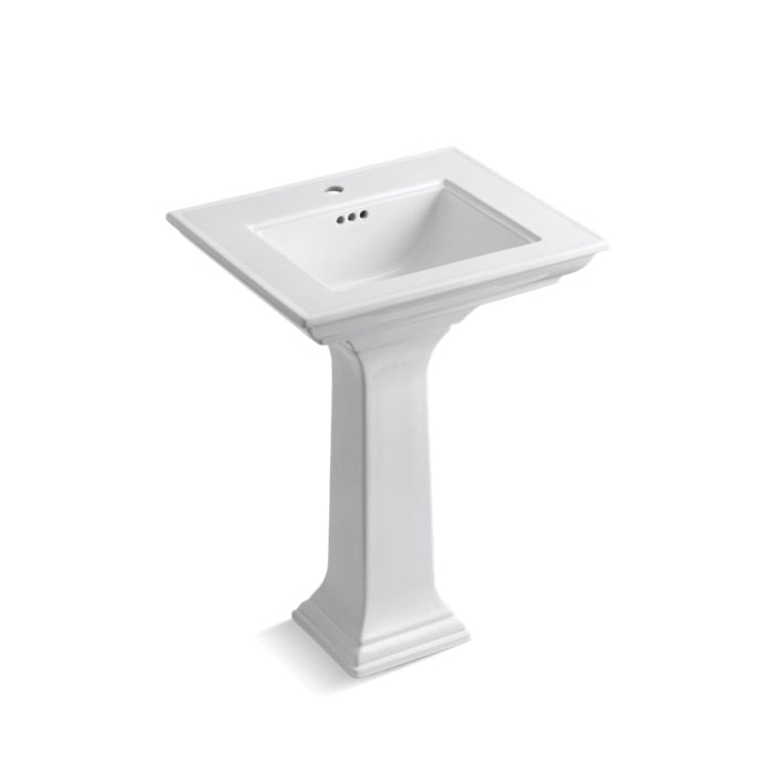 Kohler® 2344-1-0 Memoirs® Stately Design Elegant Bathroom Sink Basin With Overflow Drain, Rectangular Shape, 24-1/2 in W x 20-1/2 in D x 34-3/4 in H, Wall Mount, Fireclay, White
