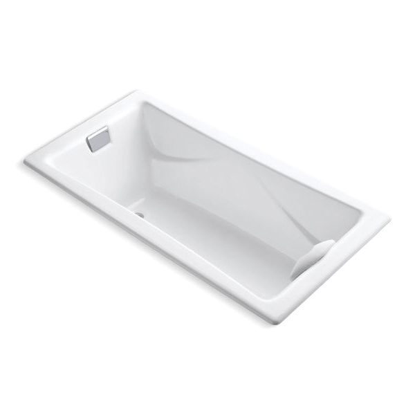 Kohler® 863-0 Tea-for-Two® Bathtub, Soaking, Rectangular Shape, 71-3/4 in L x 36 in W, End Drain, White