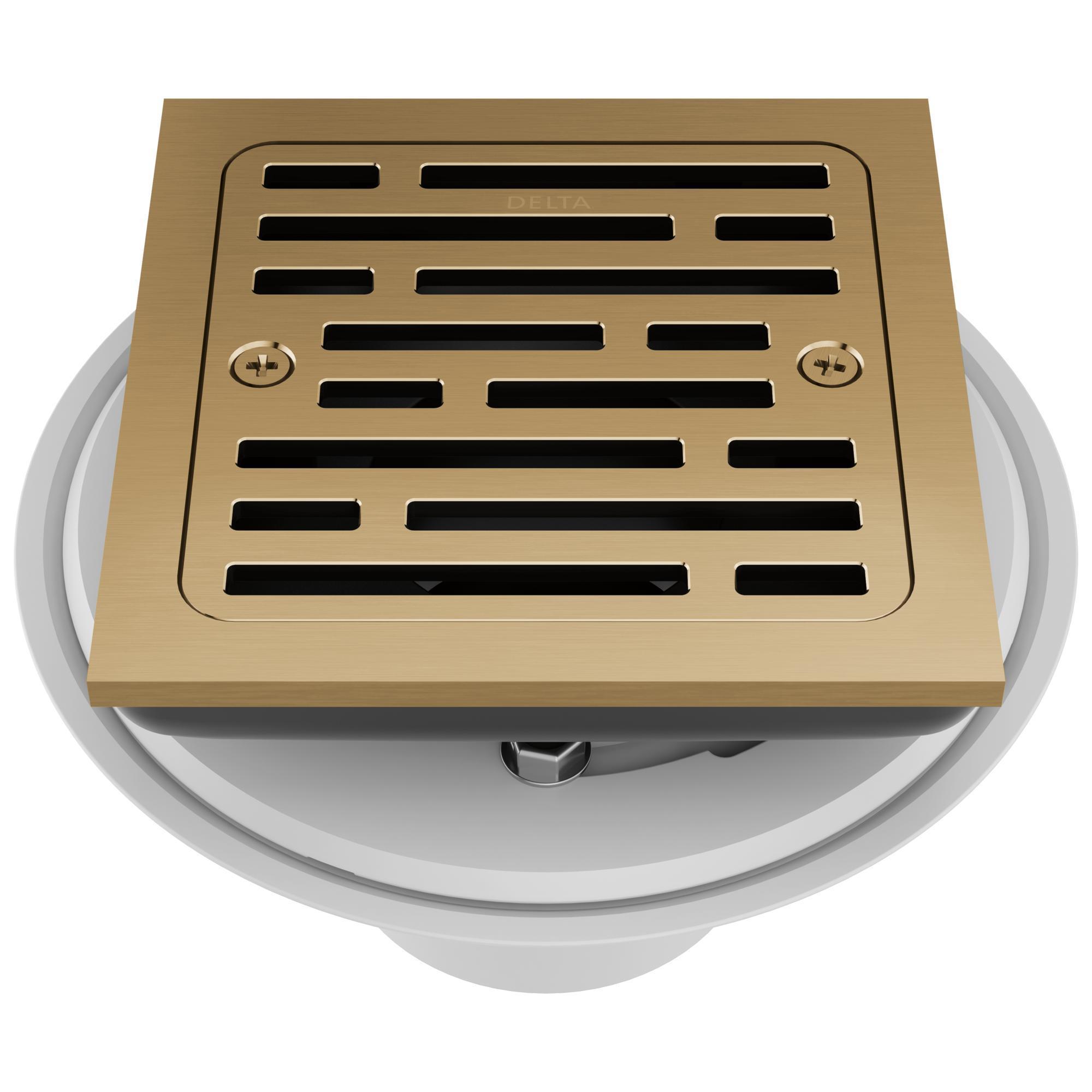 DELTA® DT062412-CZ Square Shower Drain, 4 in Nominal, Import