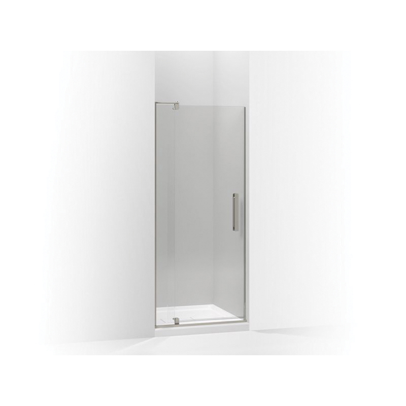 Kohler® 707506-L-BNK Pivot Shower Door, Crystal Clear Tempered Glass, Frameless Anodized Brushed Nickel Frame, 27-5/16 to 31-1/8 in Opening Width, 5/16 in THK Glass