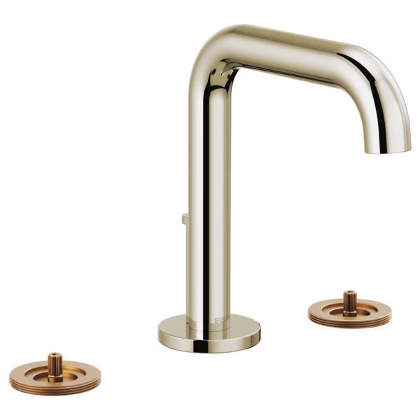 Brizo® 65332LF-PNLHP Litze® Widespread Lavatory Faucet, 1.5 gpm Flow Rate, 5 in H Spout, 6 to 16 in Center, Polished Nickel, 2 Handles, Metal Pop-Up Drain, Import
