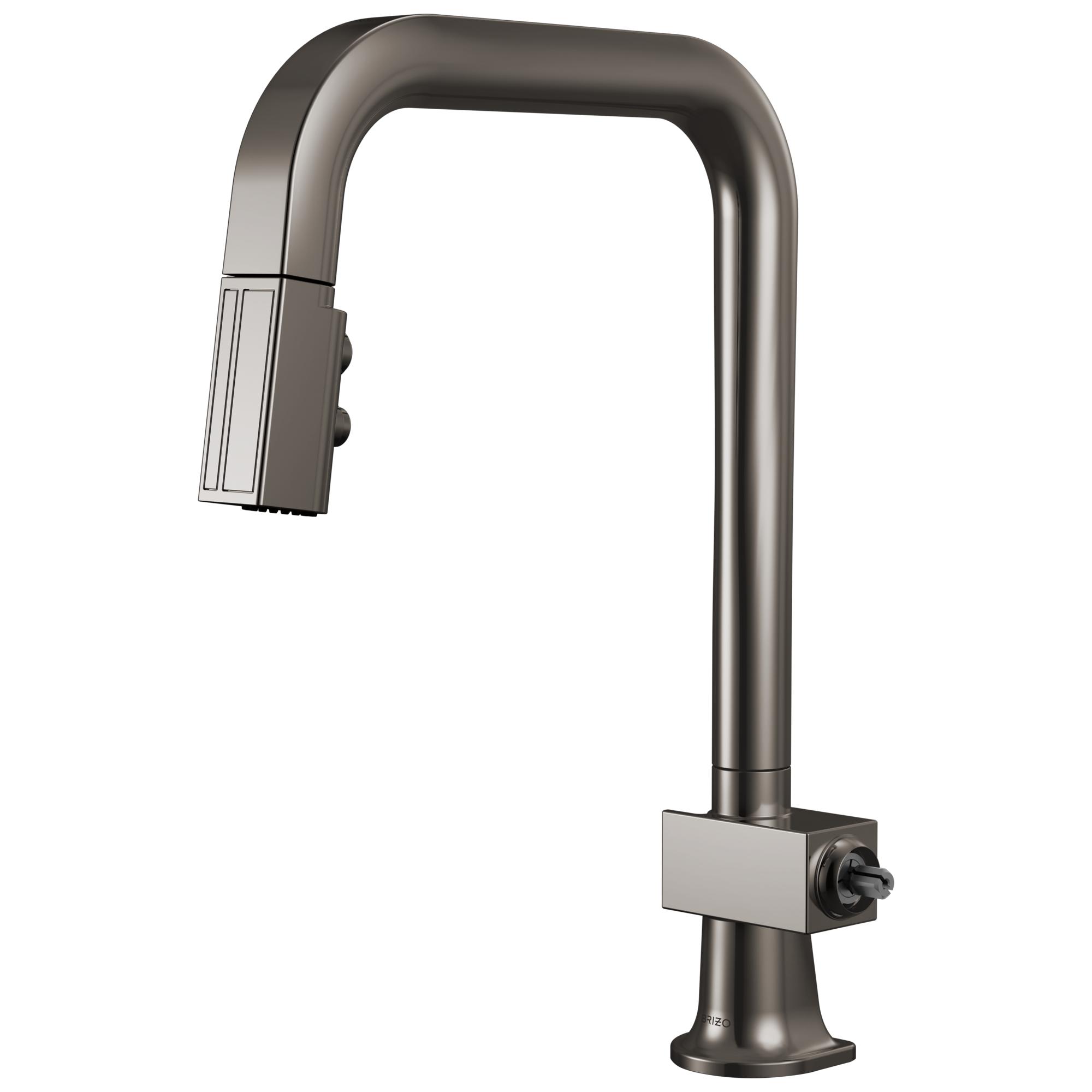 Brizo® 63023LF-BNXLHP 63023LF Frank Lloyd Wright Pull-Down Kitchen Faucet, 1.8 gpm Flow Rate, Brilliance Black Onyx, 1 Handles, 1 Faucet Holes, Function: Dual-Function