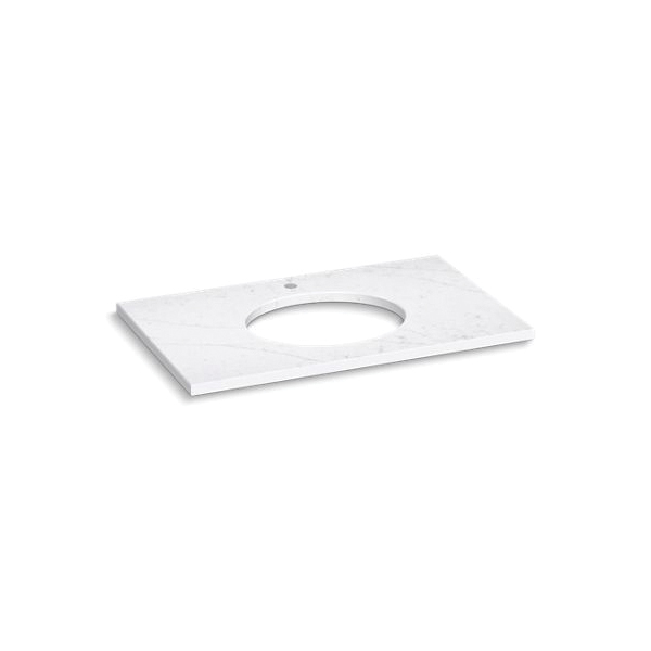 Kohler® 28251-EST Silestone® Vanity Top With Cutout, 1-3/16 in OAH x 37-1/8 in OAW x 22-7/16 in OAD, Quartz Top, Eternal Statuario Top