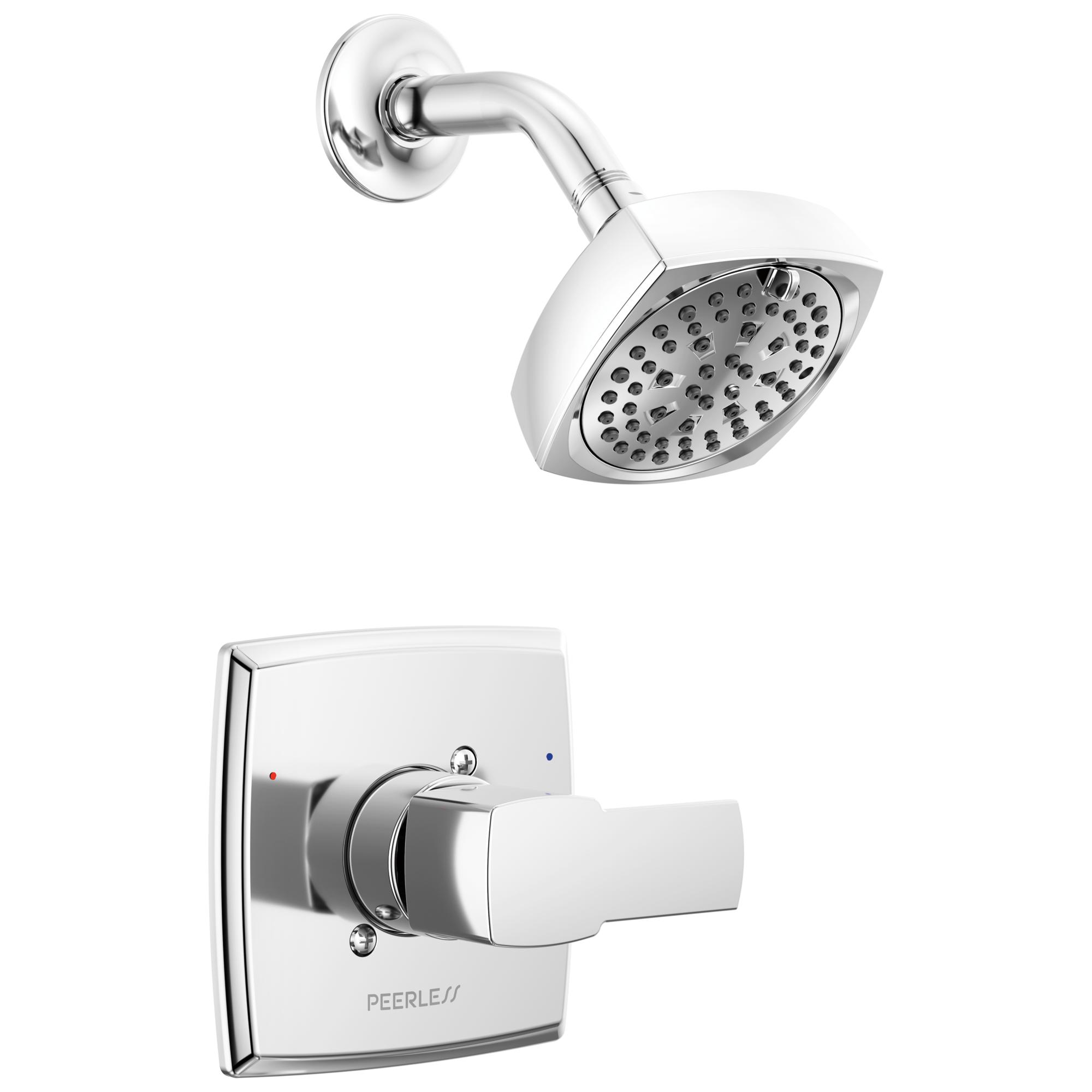 Peerless® PTT14271 Ezra™ 1-Handle Shower, 8.13 in L 6.5 in W 12.63 in H, ABS/Plastic, Chrome