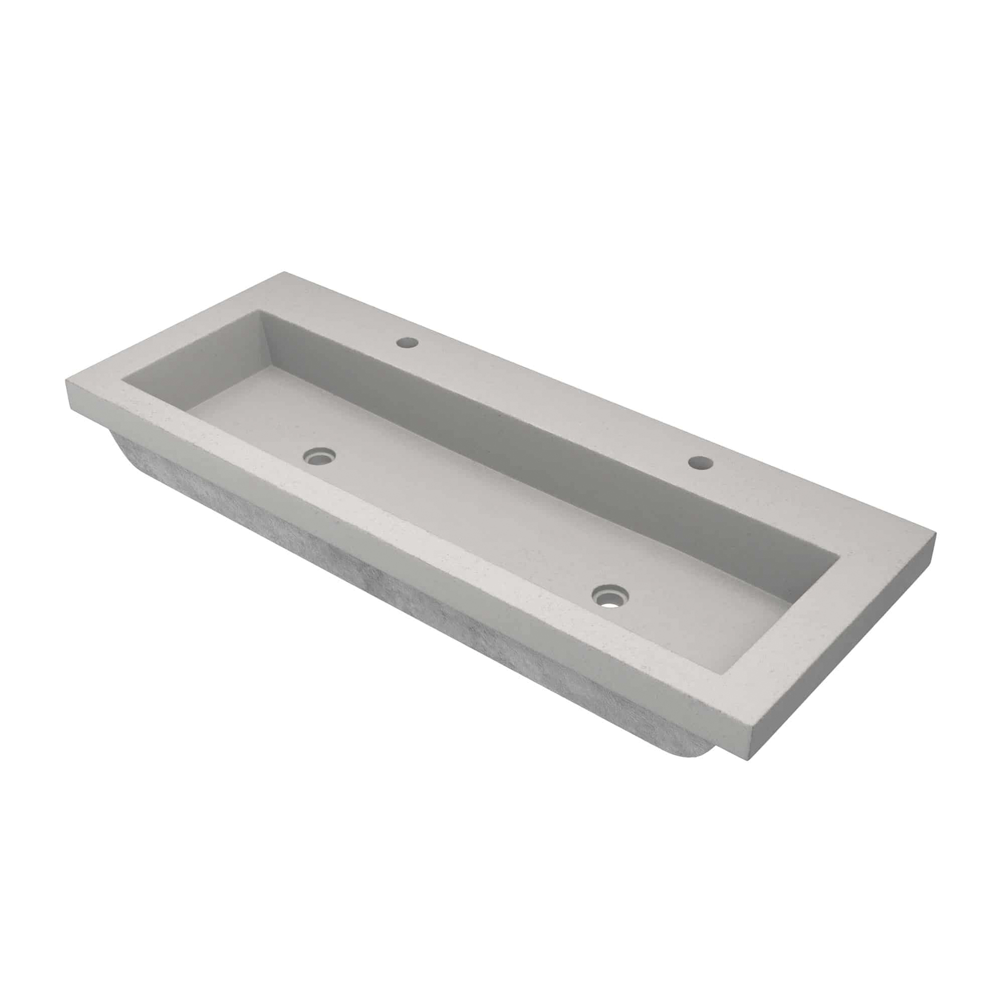 Native Trails NSL4819-A NativeStone® Trough 4819 Bathroom Sink, Rectangle Shape, 48 in L x 19 in W x 5 in H, Drop-In Mount, Natural Jute Fiber/Concrete, Ash, Import