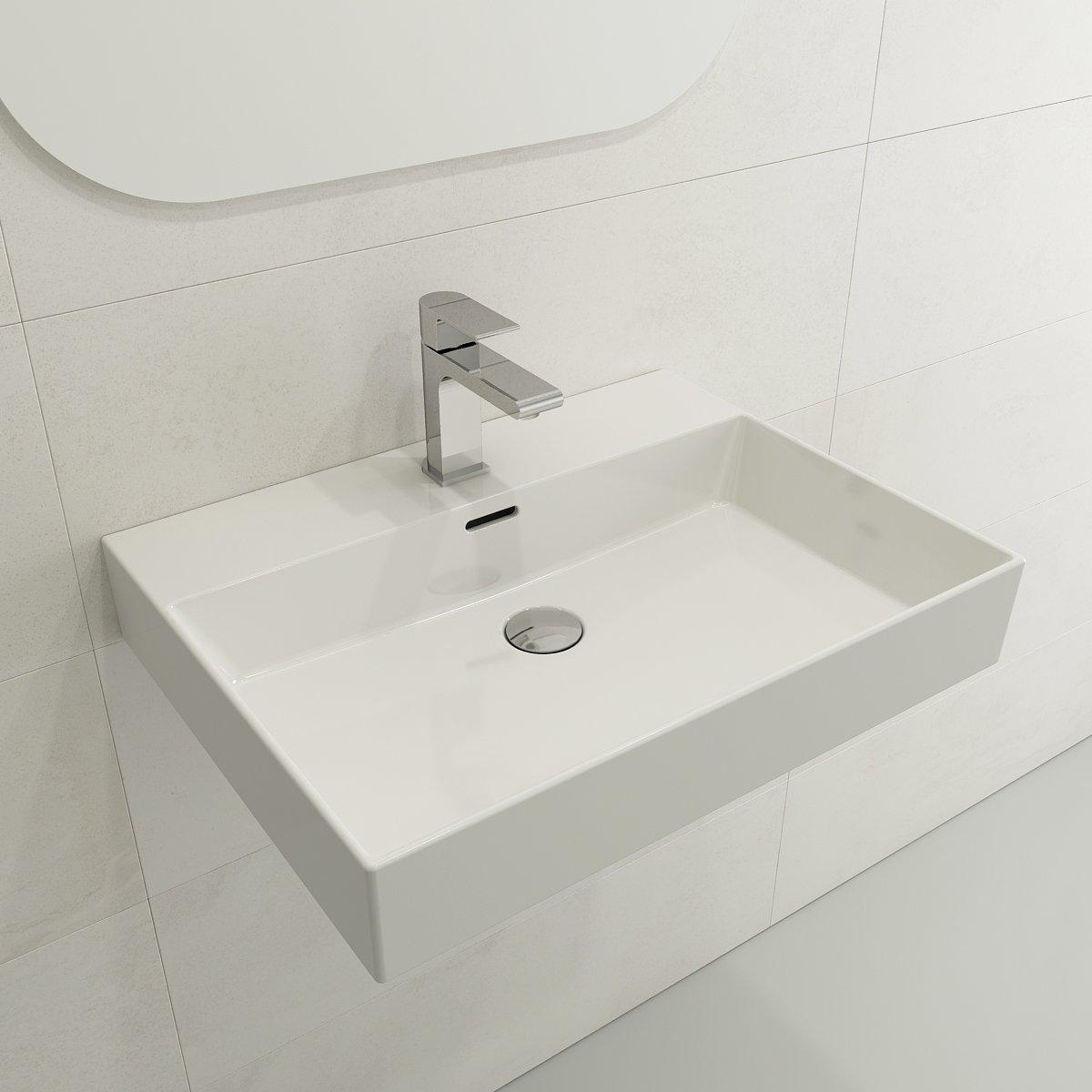 BOCCHI 1376-001-0126 Milano Modern Bathroom Sink, Rectangle Shape, 5.12 in H x 18.31 in W x 23.82 in L, Fireclay, White, Import
