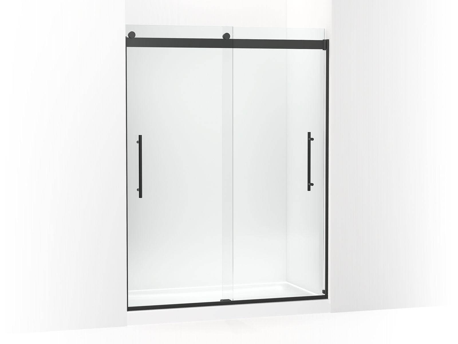 Kohler® 702423-L-BL 702423-L Levity® Plus Sliding Door, Frameless Frame, Crystal Clear Tempered Glass, Matte Black, 5/16 in THK Glass, 71-9/16 in H Opening, 56-5/8 to 59-5/8 in W Opening