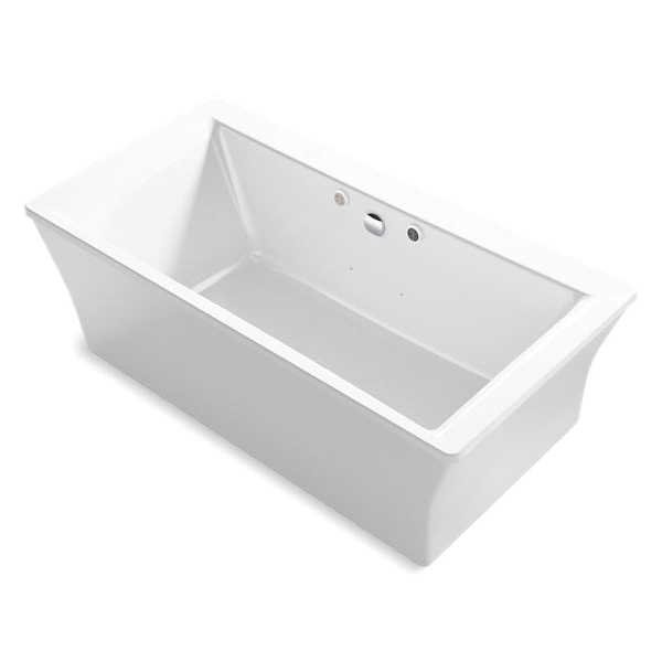 Kohler® 1959-GHW-0 Stargaze® Heated Air Bath With Bask® Heated Surface and Fluted Shroud, BubbleMassage™, Rectangle Shape, 72 in L x 36-1/16 in W, Center Drain, White