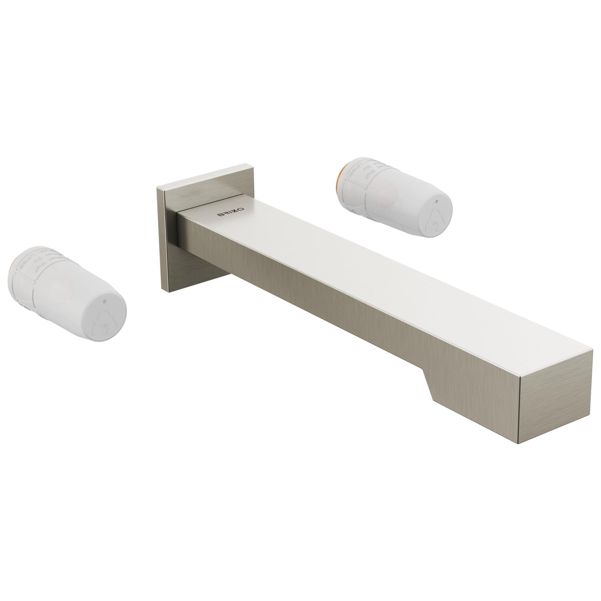 Brizo® T70422-NKLHP Frank Lloyd Wright® Wall Mount Tub Filler, 9.3 gpm Flow Rate, 8 in Center, Luxe Nickel, 2 Handles, Import, Commercial/Residential
