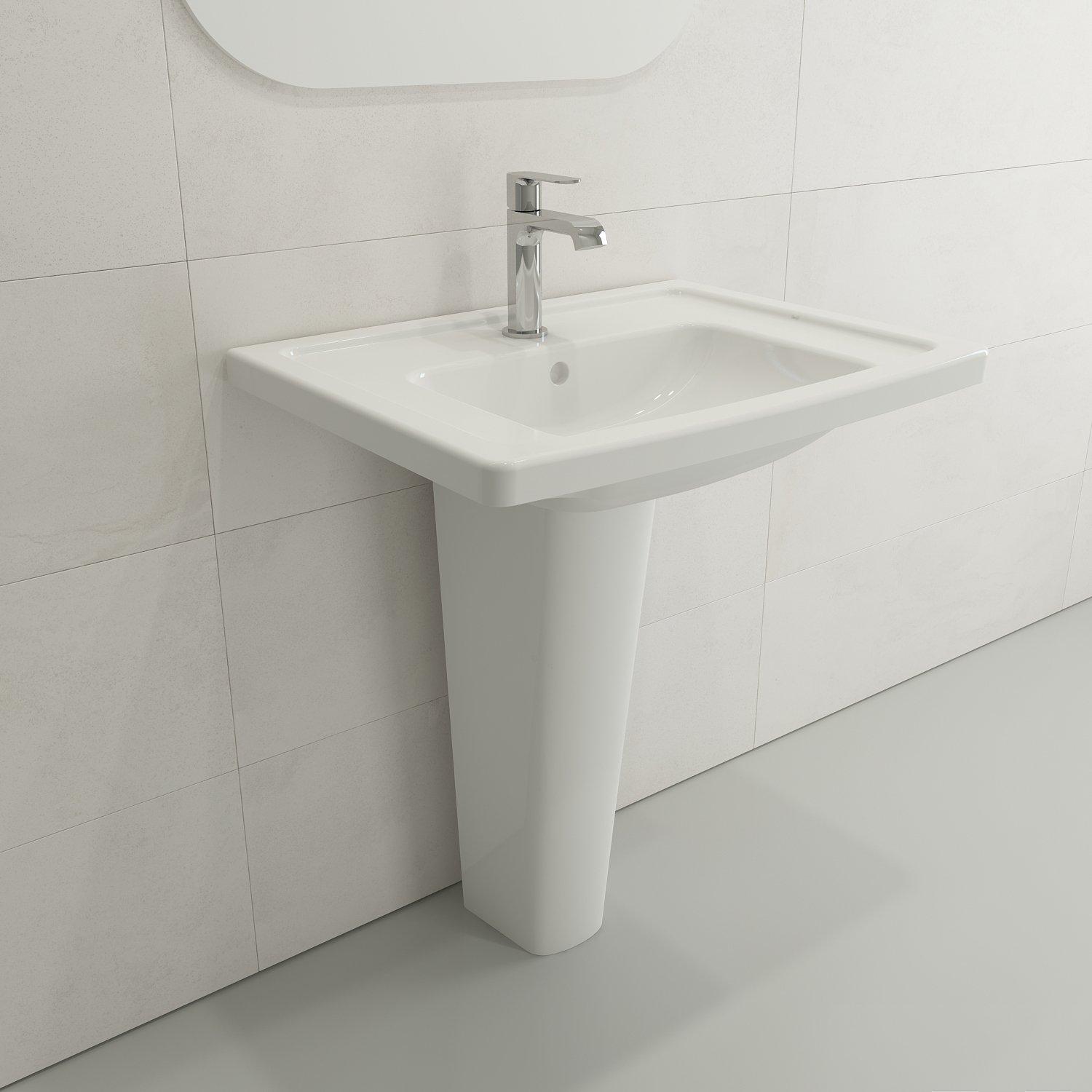 BOCCHI 1007-001-0126 Taormina Traditional Bathroom Sink, 5.75 in H x 19.25 in W x 26.25 in L, Fireclay, White, Import