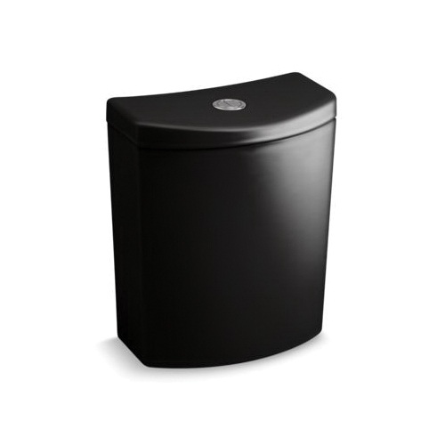 Kohler® 3569-7 Persuade® Curv Dual-Flush Toilet Tank With Supply Line, 1.6 gpf Full/1 gpf Partial, Push Button Flush, Black