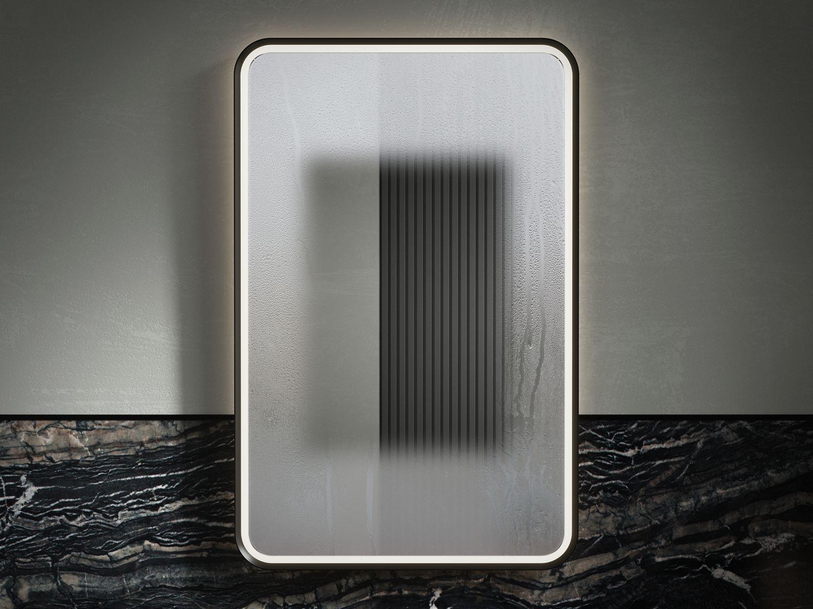 Kohler® 38023-DLM-BLL 38023-DLM Essential Ultrabright Framed Mirror, Rectangle Shape, 34 in L 22 in W, LED Lamp, Matte Black