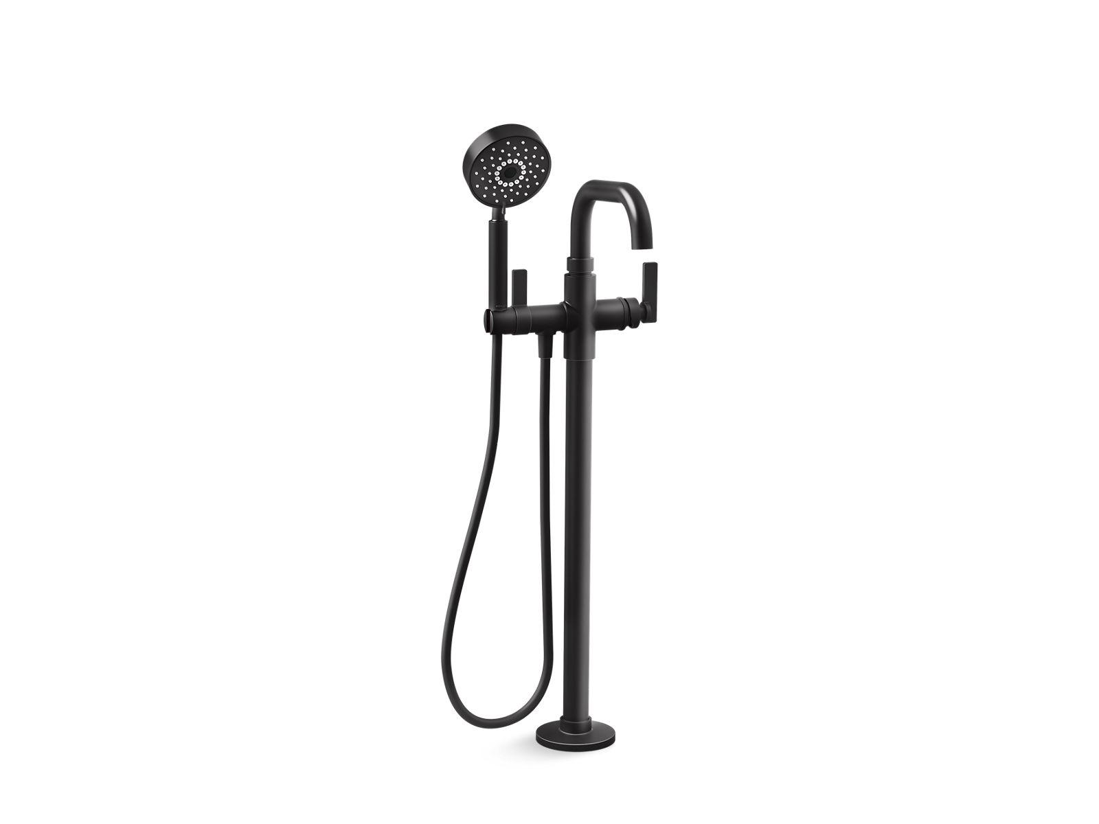 Kohler® T35924-4-BL Castia™ by Studio McGee Floor Mount Bath Filler Trim with Handshower, 11 gpm Flow Rate, Matte Black, 1 Handles