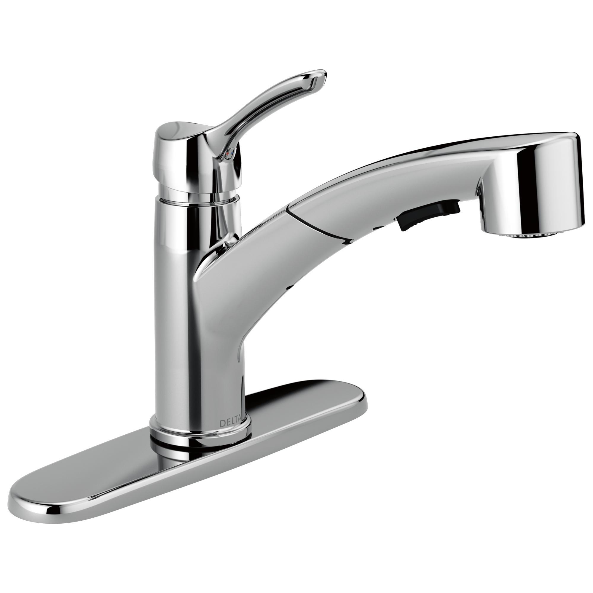 DELTA® 4140-TP-DST Collins™ Kitchen Faucet, 1.8 gpm Flow Rate, Swivel Spout, Polished Chrome, 1 Handles, 1/3 Faucet Holes, Domestic