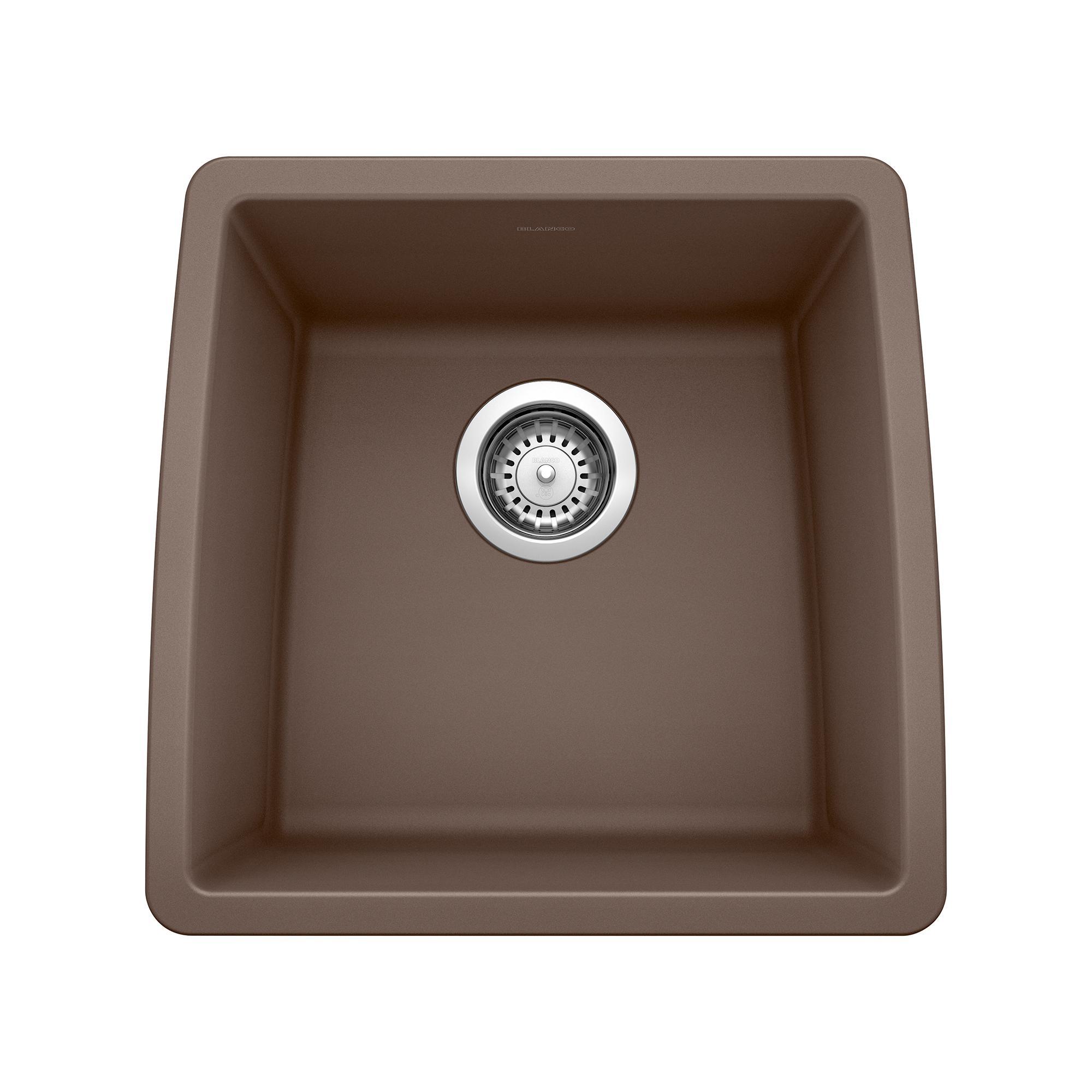 Blanco 440078 PERFORMA™ SILGRANIT® II Composite Bar Sink, Cafe Brown, Rectangle Shape, 15-1/2 in L x 15 in W x 9 in D Bowl, 17-1/2 in W x 17 in H, Granite