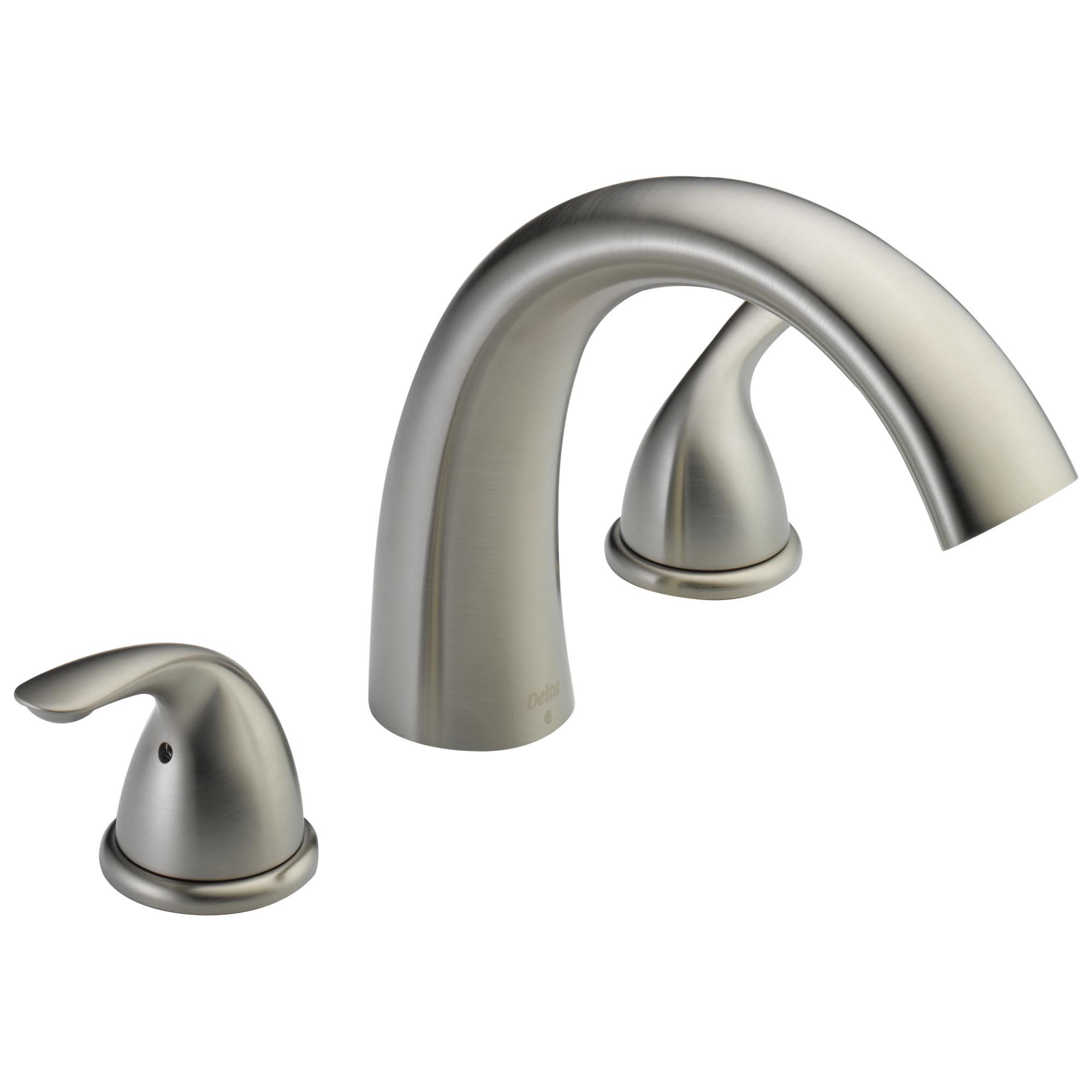 DELTA® T2705-SS Roman Tub Trim, Classic, 18 gpm Flow Rate, 8 to 16 in Center, Stainless Steel, 2 Handles, Function: Traditional