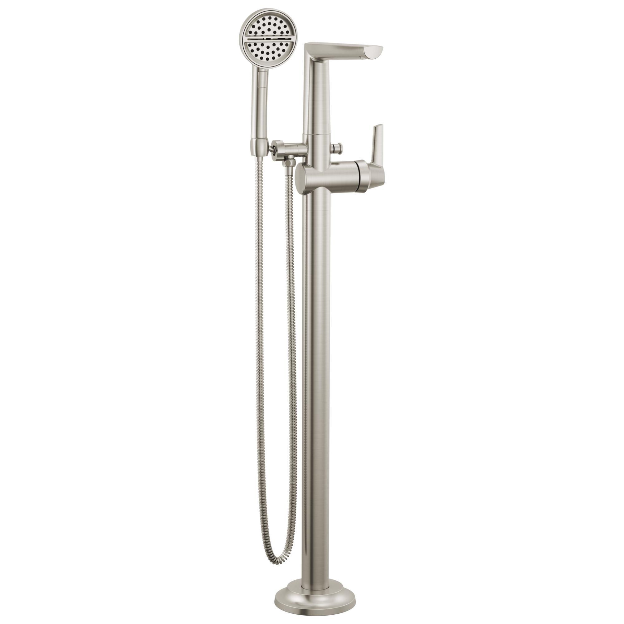 DELTA® T4771-SS-PR-FL Galeon™ Freestanding Tub Filler, 1.75 gpm Handshower/10 gpm Spout Flow Rate, Lumicoat™ Stainless, 1 Handles, Commercial/Residential