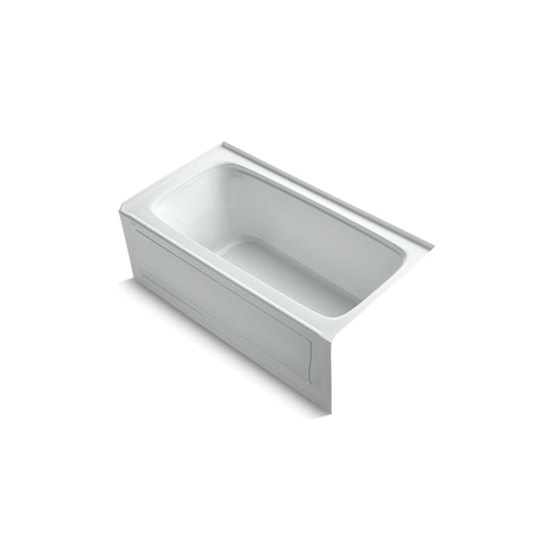 Kohler® 1150-RA-0 Bancroft® Bathtub With Integral Apron and Integral Flange, Soaking Hydrotherapy, Rectangle Shape, 60 in L x 32 in W, Right Drain, White