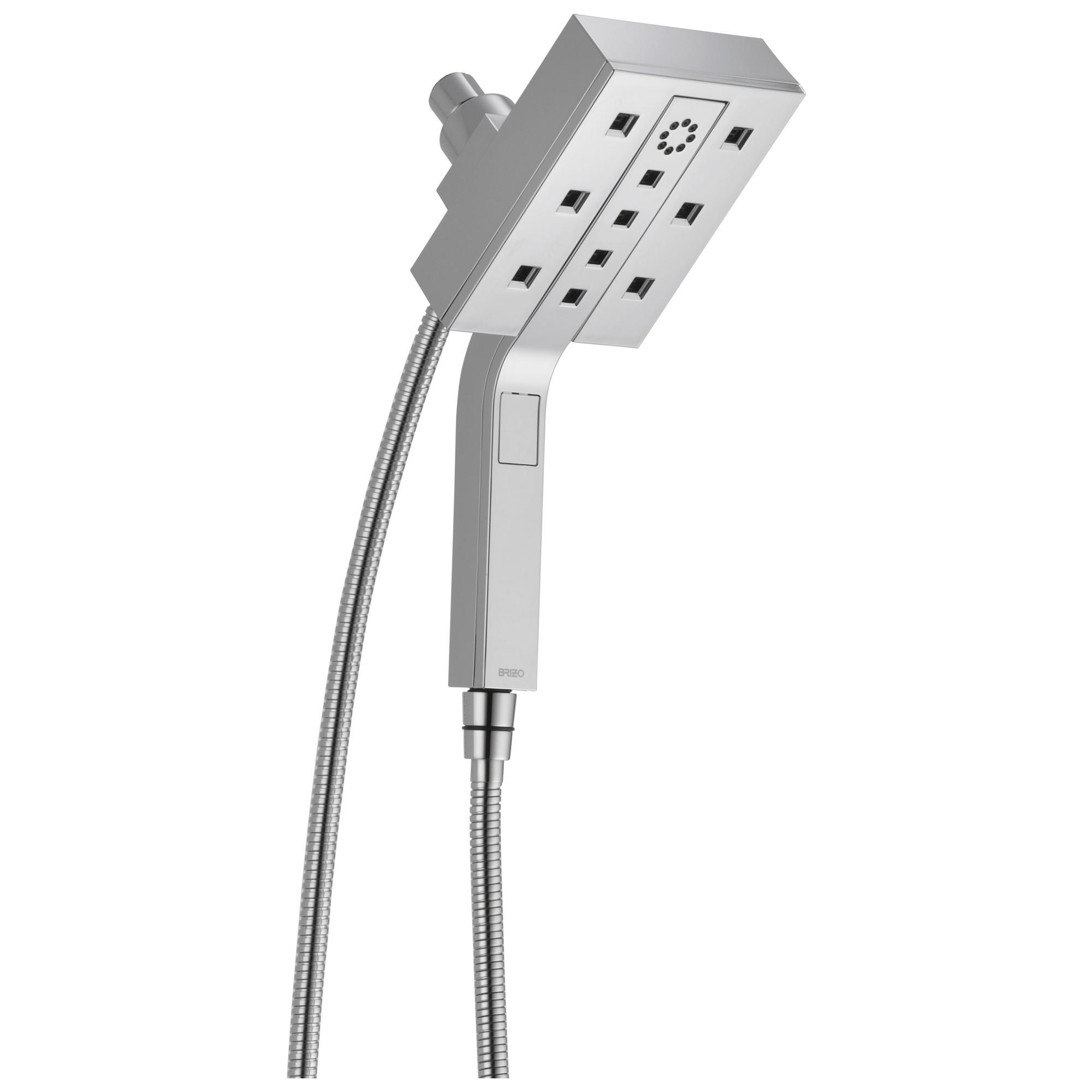 Brizo® 86280-PC-2.5 Hydrati® Euro Square 2-in-1 Shower, 2.5 gpm Flow Rate, H2Okinetic®/H2Okinetic® with Massage/Massage/Pause Spray, Polished Chrome, Import