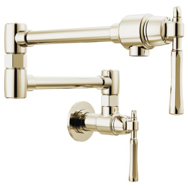 Brizo® 62858LF-PN The Tulham™ Kitchen Collection by Brizo® Pot Filler Kitchen Faucet, 4 gpm Flow Rate, Polished Nickel, 2 Handles, Import